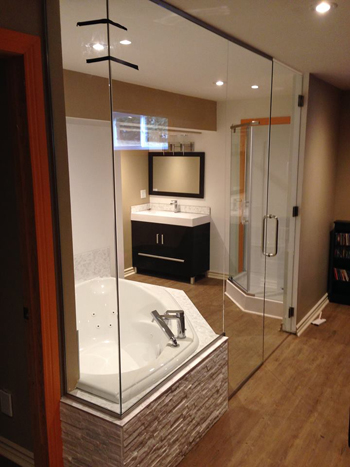 Installation de douche de verre